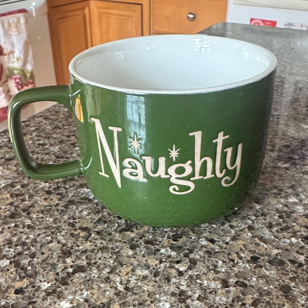 12oz Green Ceramic Naughty/Nice Mug